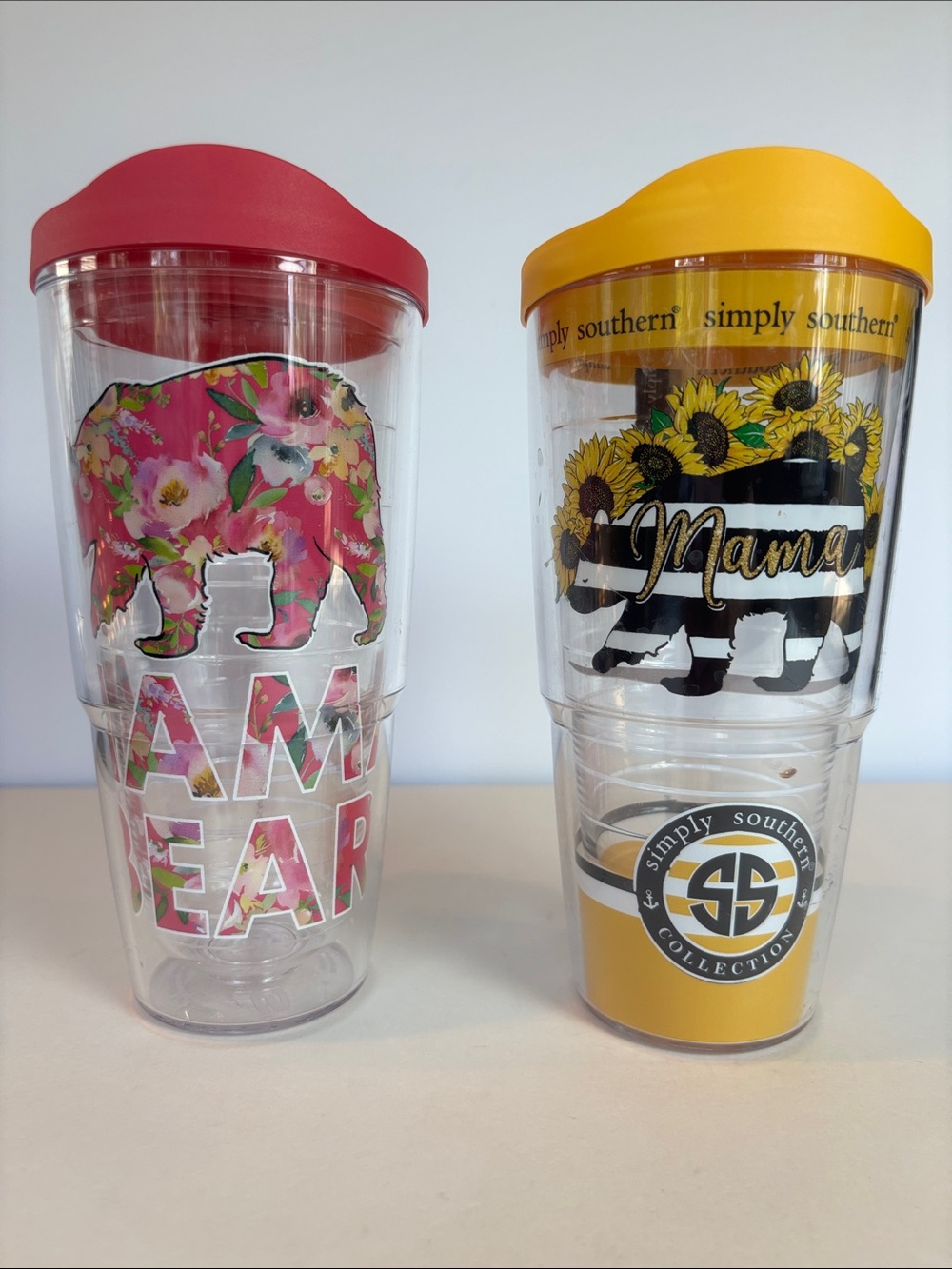 TWO! Tervis Simply Southern Mama Bear 24 oz Hot Cold Tumblers with Lids